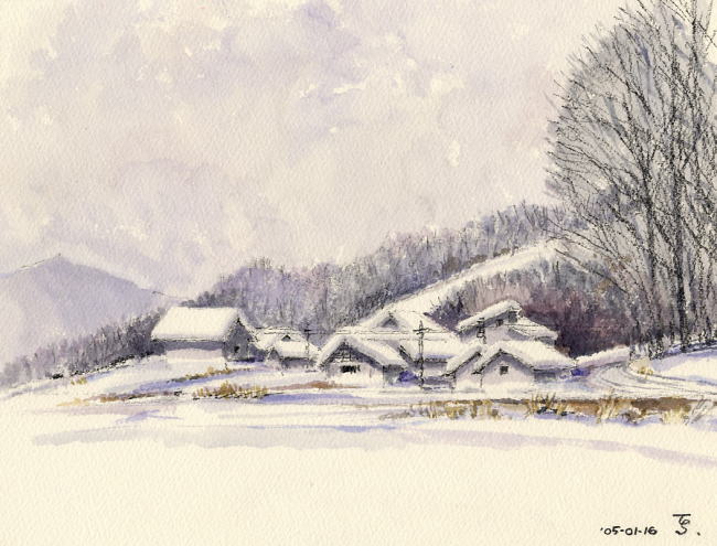 日本画家坂田融水彩画作品-图片2