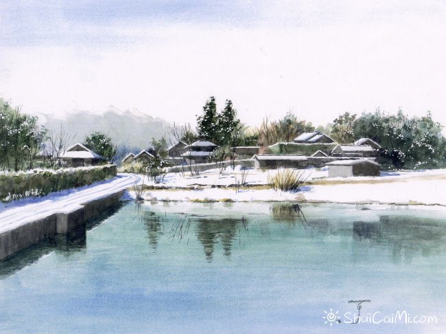 日本画家坂田融水彩画作品-图片4