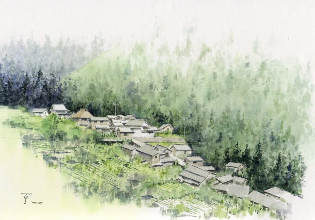 日本画家坂田融水彩画作品-图片6