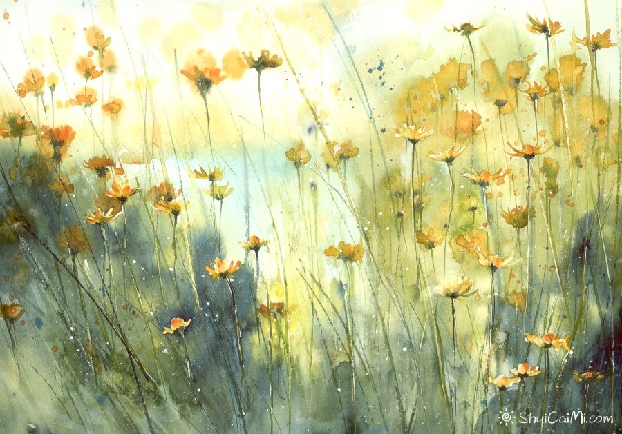 Malgorzata Szczecinska的自然风景花卉水彩画-图片2