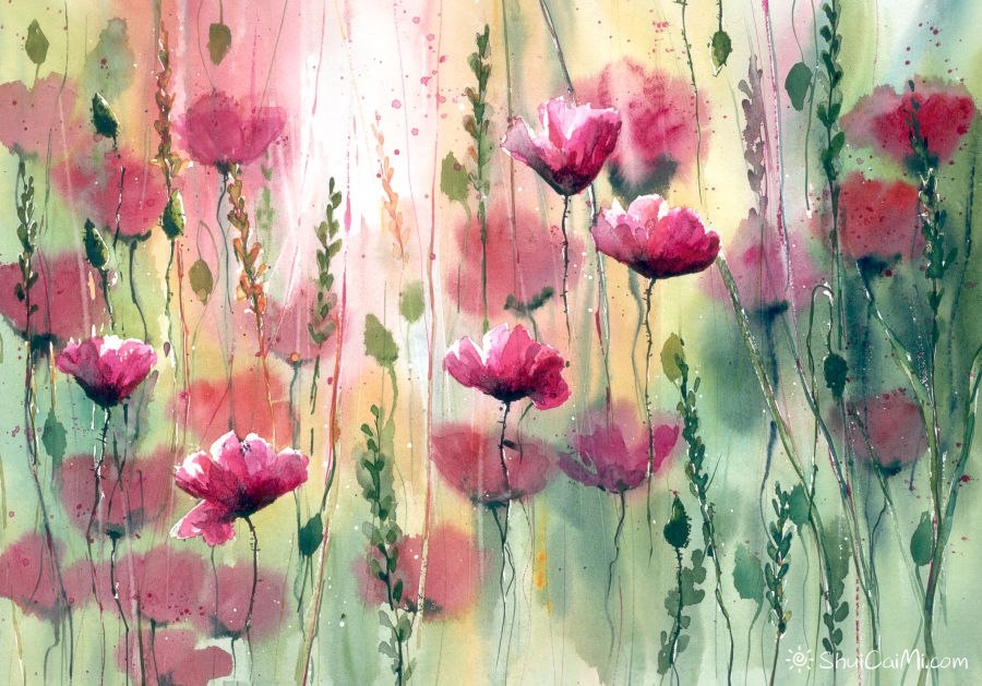 Malgorzata Szczecinska的自然风景花卉水彩画-图片3