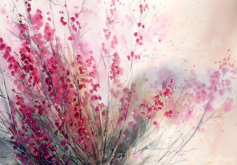 Malgorzata Szczecinska的自然风景花卉水彩画-图片4