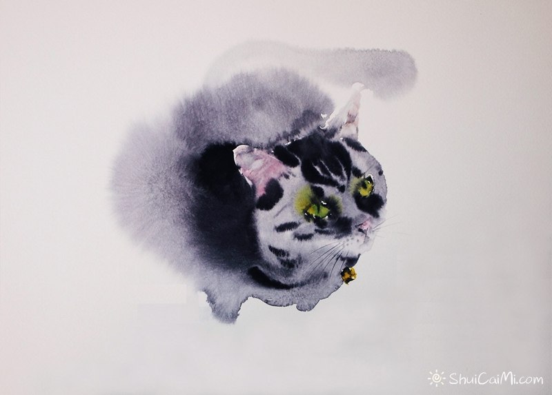 村上豊的水彩画猫作品-图片1