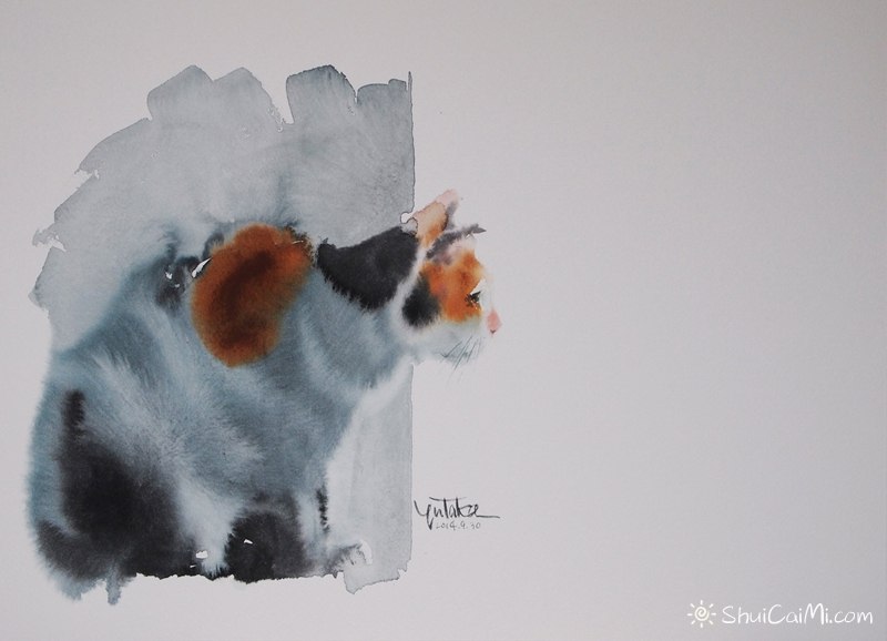 村上豊的水彩画猫作品-图片4