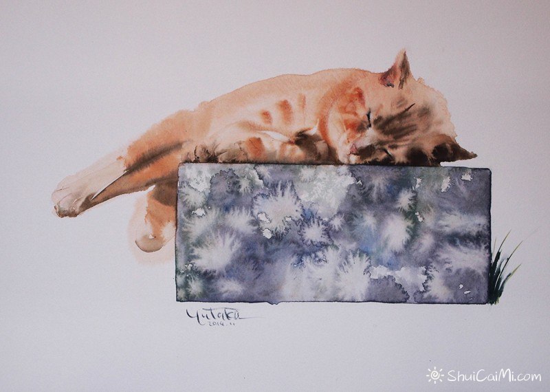 村上豊的水彩画猫作品-图片6