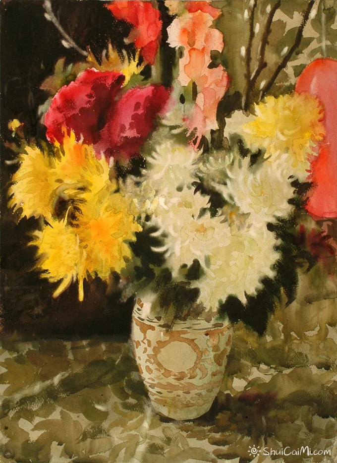 张祖泰静物花卉水彩画-图片9
