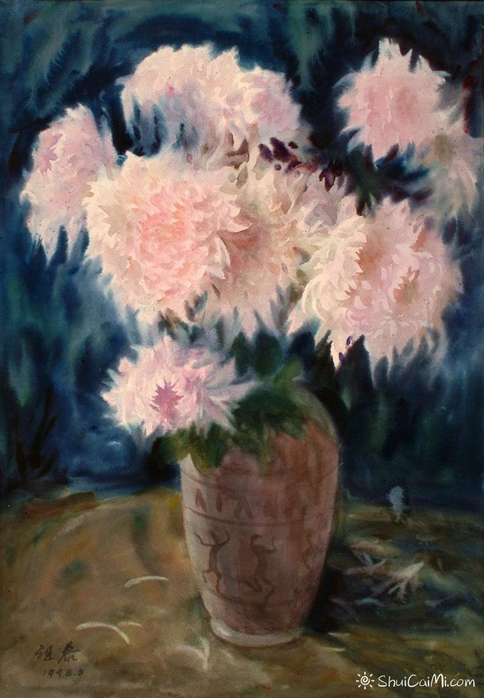 张祖泰静物花卉水彩画-图片8