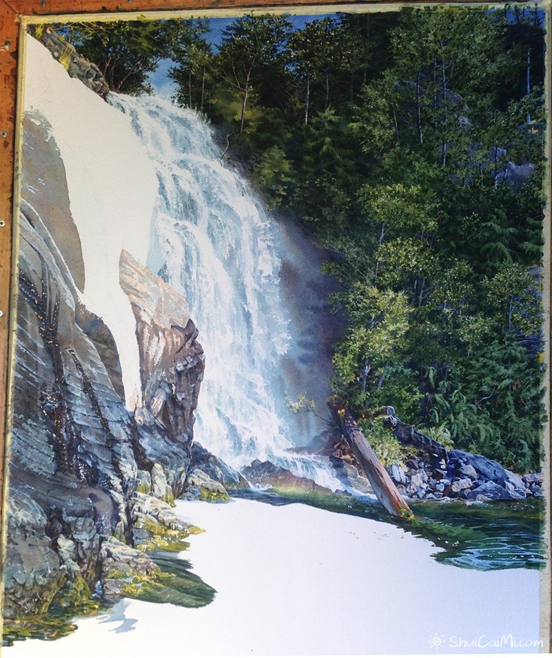 加拿大Carol Evans风景水彩瀑布绘画过程-图片8