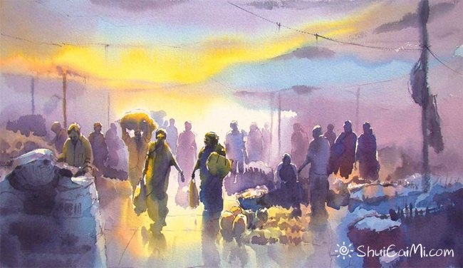 印度Abel Antonysamy异域风情光影水彩画-图片4