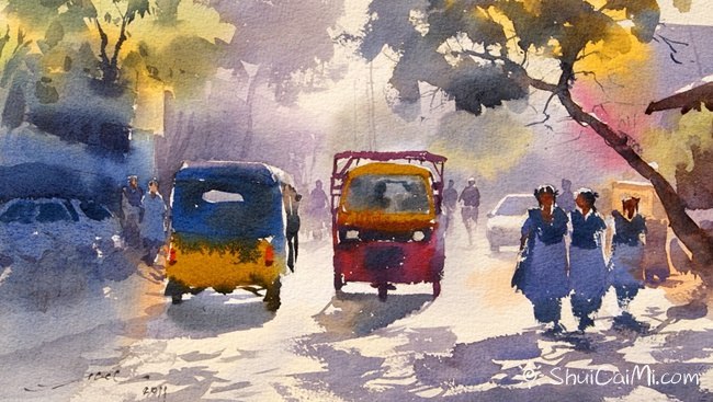 印度Abel Antonysamy异域风情光影水彩画-图片5