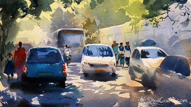 印度Abel Antonysamy异域风情光影水彩画-图片7