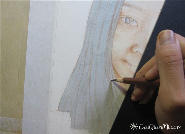 彩色铅笔画女孩肖像手绘步骤教程