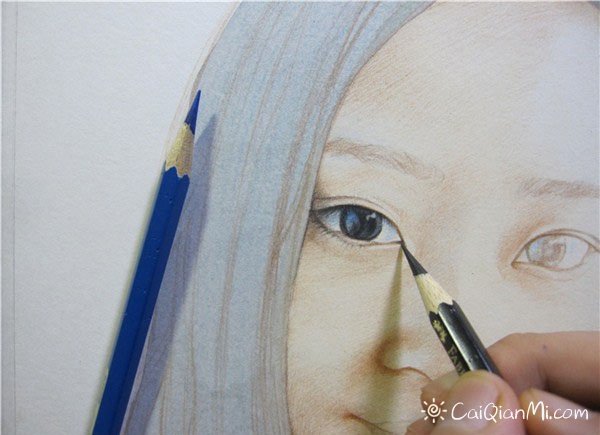 彩色铅笔画女孩肖像手绘步骤教程