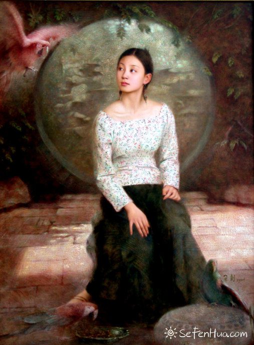 王剑现代女性人物色粉画作品