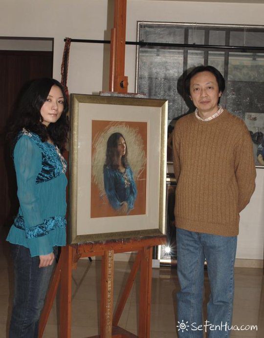 王剑现代女性人物色粉画作品