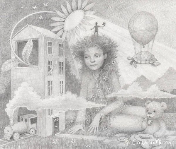 英国艺术家Cayce Hare的创意彩铅插画