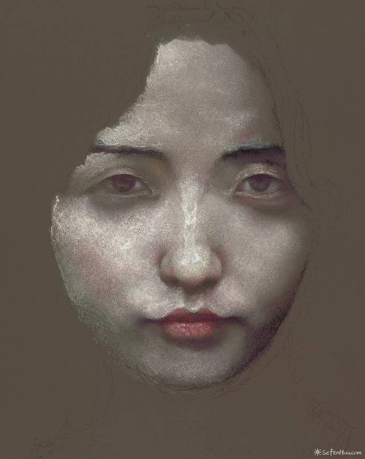 粉色画人物肖像应金飞作品