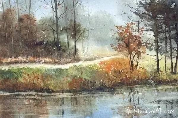 波兰画家Malgorzata Szczecinska森林自然水彩绘