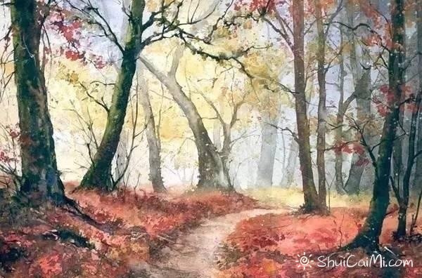 波兰画家Malgorzata Szczecinska森林自然水彩绘