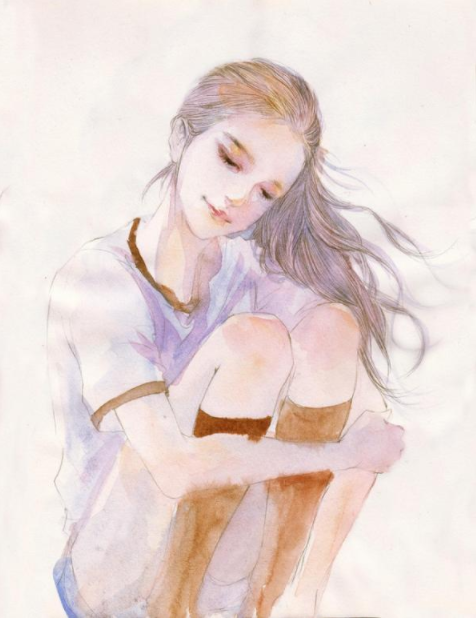 清新唯美的人物水彩画女生图片-图片2