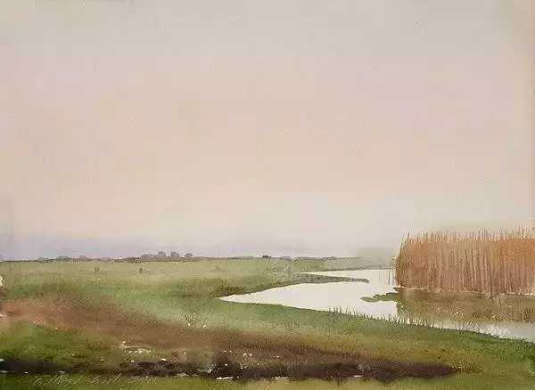 塞尔维亚画家Branislav Markovi秋冬风景水彩画作品欣赏