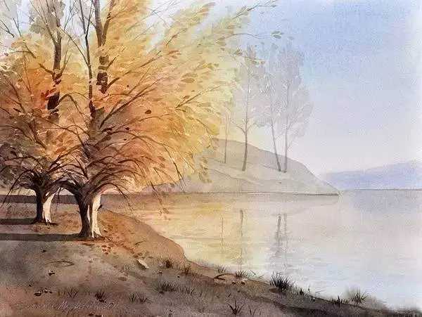 塞尔维亚画家Branislav Markovi秋冬风景水彩画作品欣赏