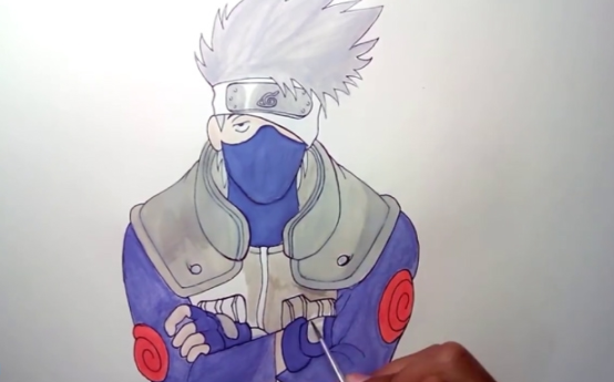 火影忍者卡卡西水彩彩铅手绘教程