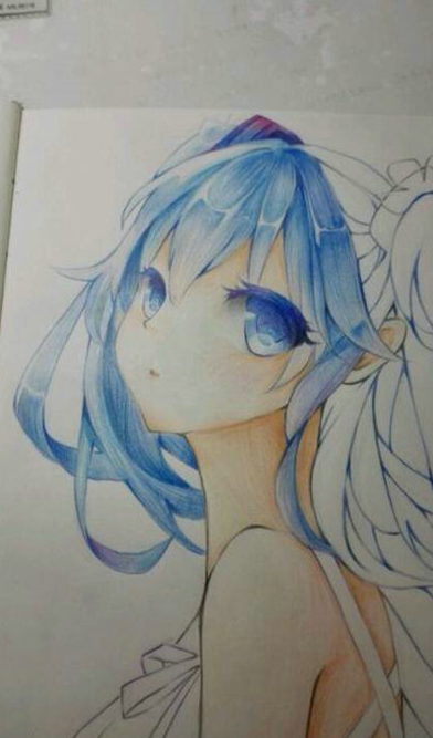 初音未来彩铅画手绘教程步骤-图片2