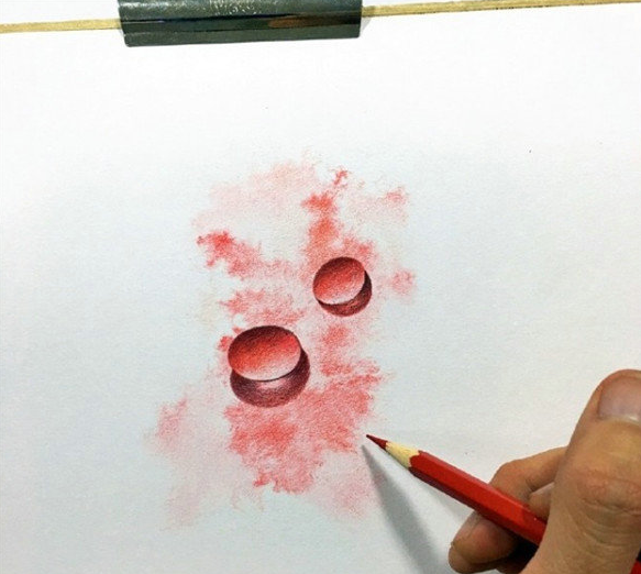 好看晶莹的红色水滴彩铅画教程-图片3