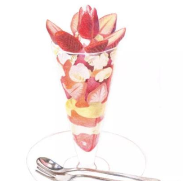 草莓冰淇淋彩铅画步骤教程-图片1