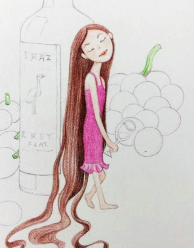 红酒旁的女生彩铅画教程-图片1
