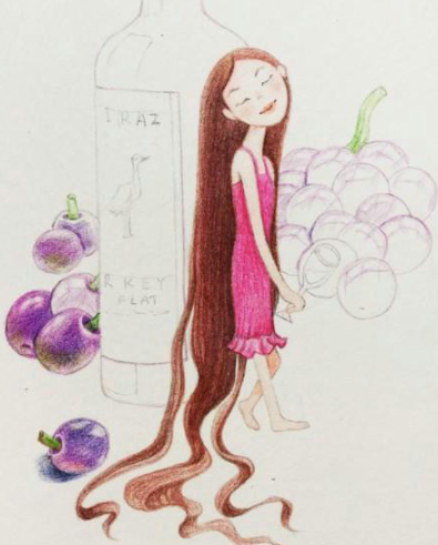 红酒旁的女生彩铅画教程-图片2