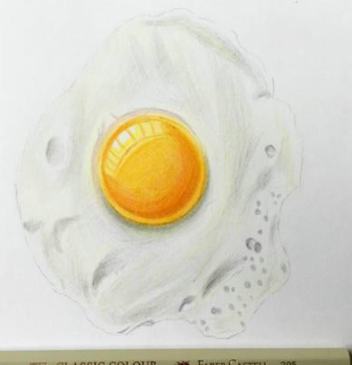 彩铅画荷包蛋绘画步骤教学-图片2