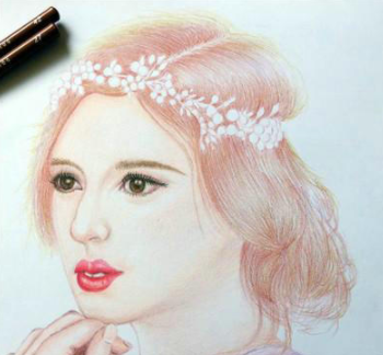 彩铅画北欧公主绘画步骤教学-图片2