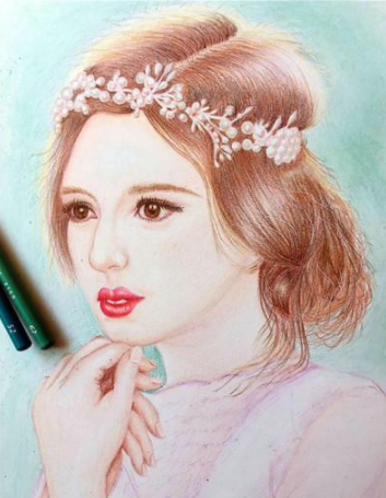 彩铅画北欧公主绘画步骤教学-图片3