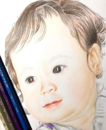 彩铅画卷发小宝宝绘画教学步骤