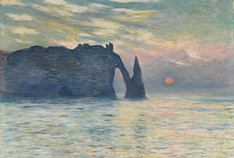 莫奈作品图片The Manneport, Cliff at Etretat, Sunset百度网盘资源下载