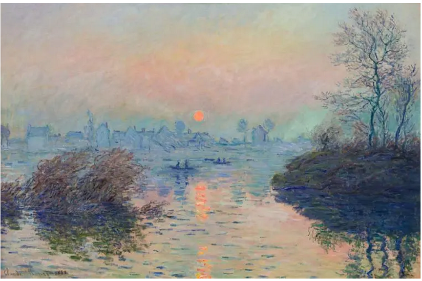 莫奈油画图片Sunset on the Seine at Lavacourt百度网盘资源下载-图片2