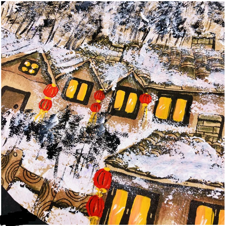 雪花飘飘简笔画怎么画 下雪啦儿童简笔画-图片4
