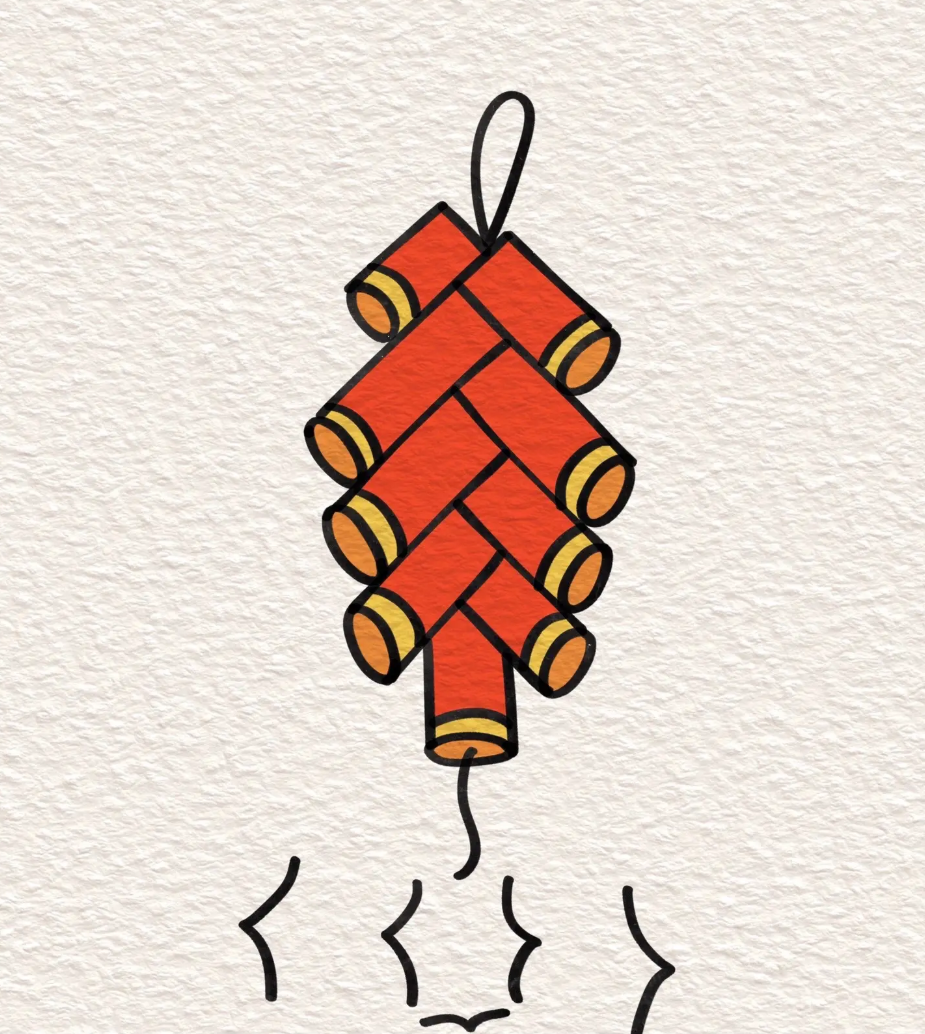 2024过年了鞭炮怎么画简笔画教程图解-图片2