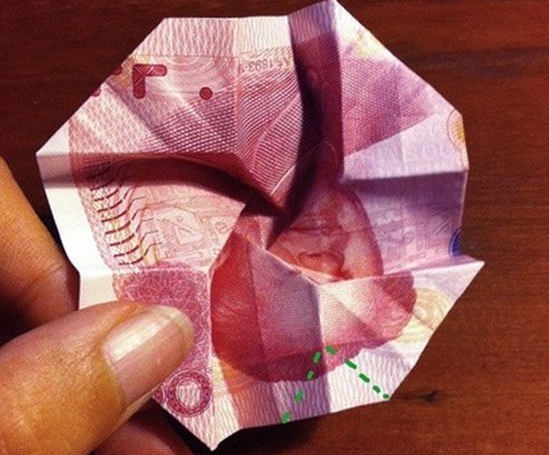 怎么用100元折玫瑰花图片大全