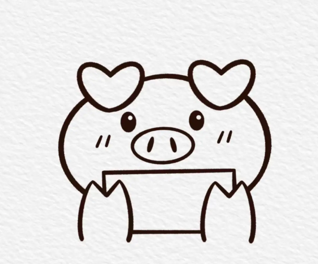 简笔画: 生肖猪简笔画画法简单又漂亮-图片2