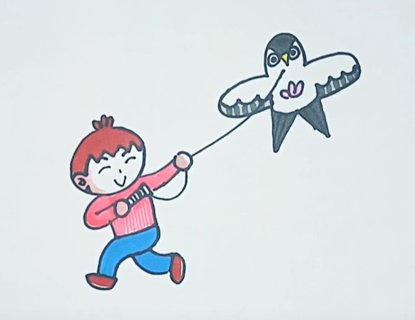 2024最新的春天放风筝的简笔画怎么画好看-图片2