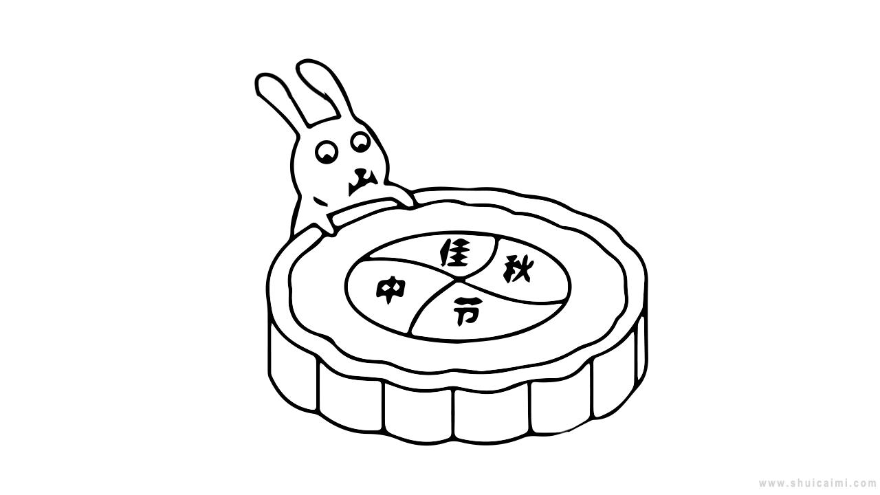 兔子抱月饼简笔画怎么画 兔子抱月饼简笔画画法-图片3
