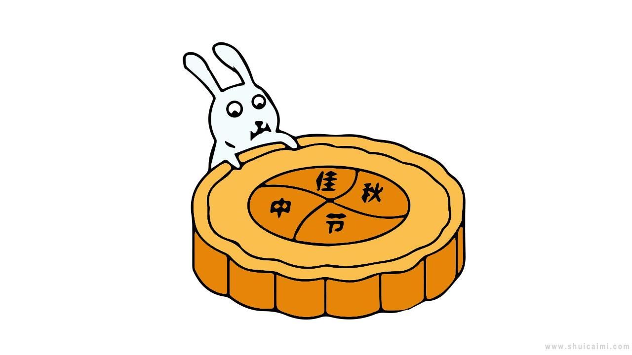 兔子抱月饼简笔画怎么画 兔子抱月饼简笔画画法-图片4