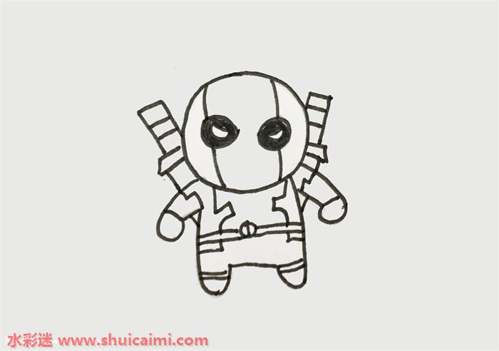 死侍全身怎么画 死侍全身简笔画图片