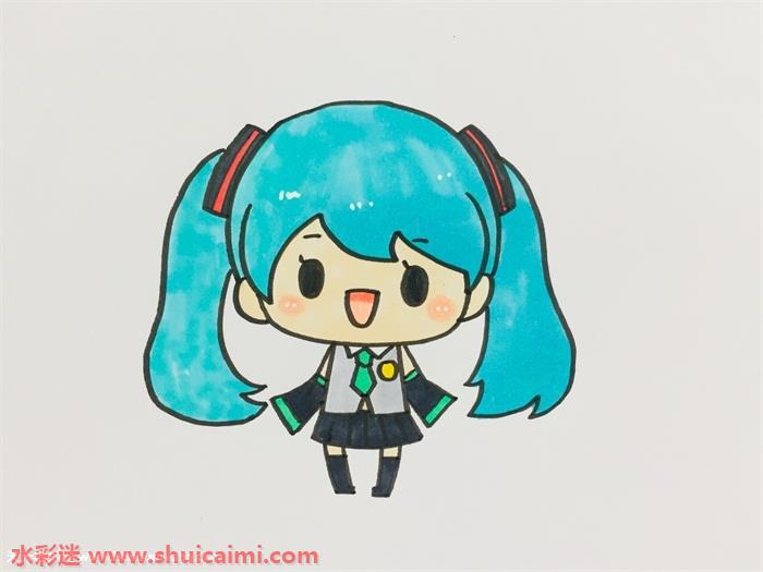 初音全身怎么画 初音全身简笔画简单