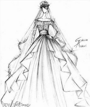 超漂亮的素描婚纱手绘图片赏析