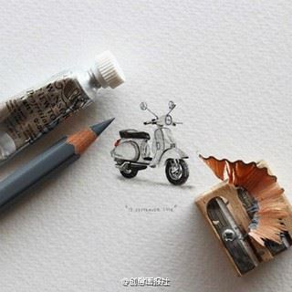 铅笔创意手绘超逼真微缩彩画图片