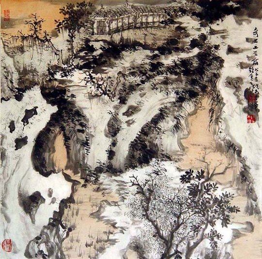 艺术家梁占岩手绘国画水墨画图片